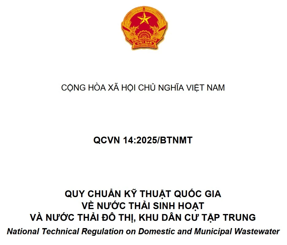 QCVN 14:2025/BTNMT & Thông tư 05/2025/TT-BTNMT về quy chuẩn xử lý nước thải sinh hoạt